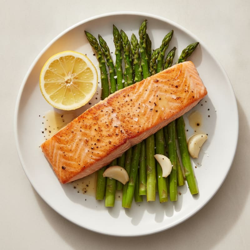 Pan-Seared Salmon with Roasted Asparagus