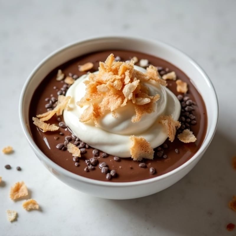 Silky Chocolate Protein Pudding with Toasted Coconut