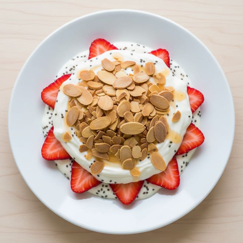 Vanilla Greek Yogurt Protein Parfait with Almonds