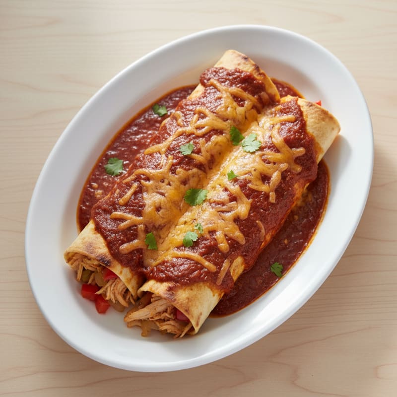 Chicken Enchiladas with Red Chili Sauce