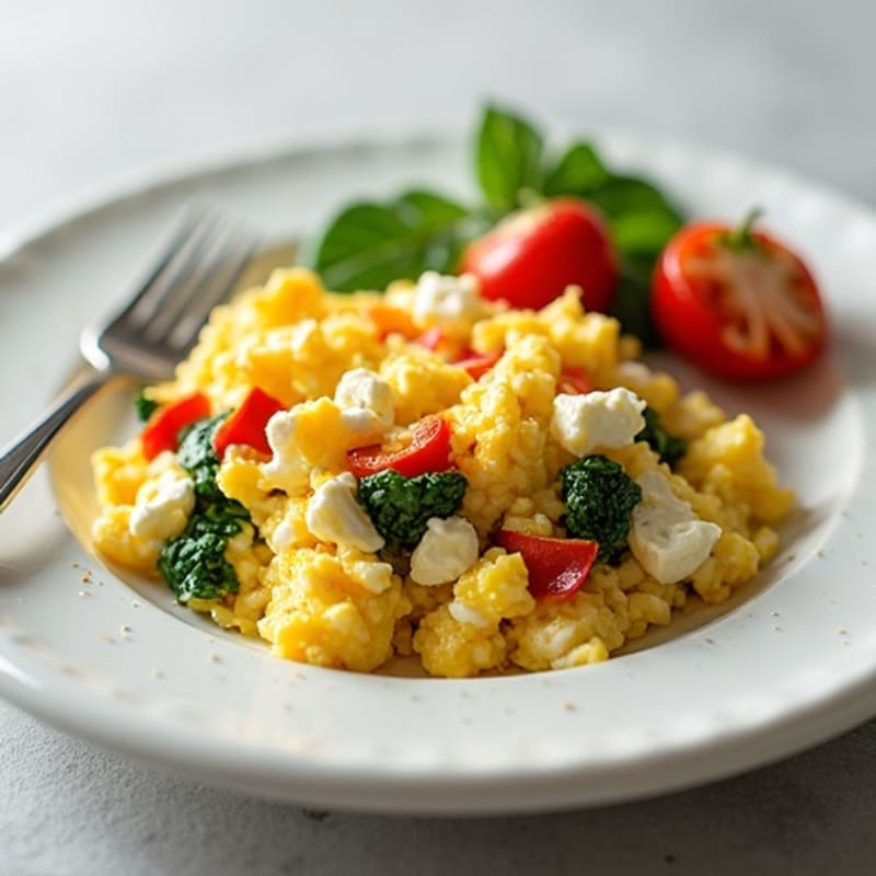 Egg White Veggie Scramble with Cottage Cheese