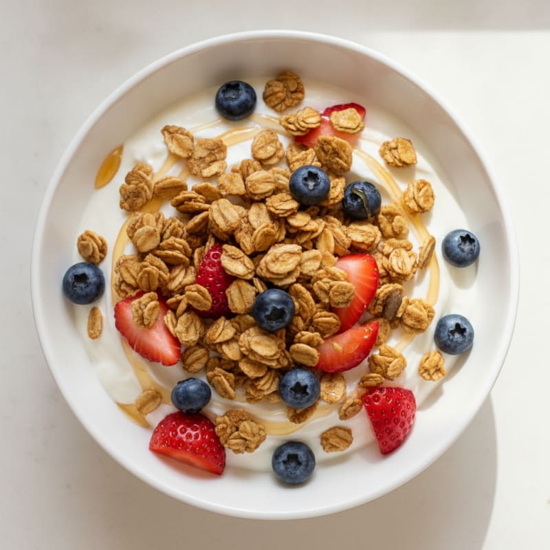 Creamy Greek Yogurt Bowl with Protein Granola and Berries
