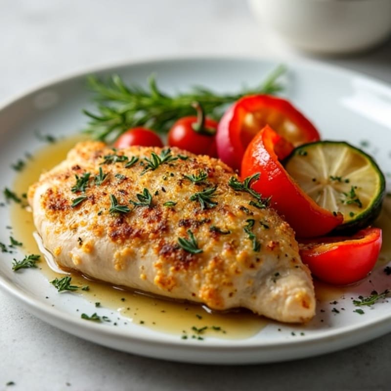 Herb-Crusted Pan Seared Chicken with Roasted Vegetables