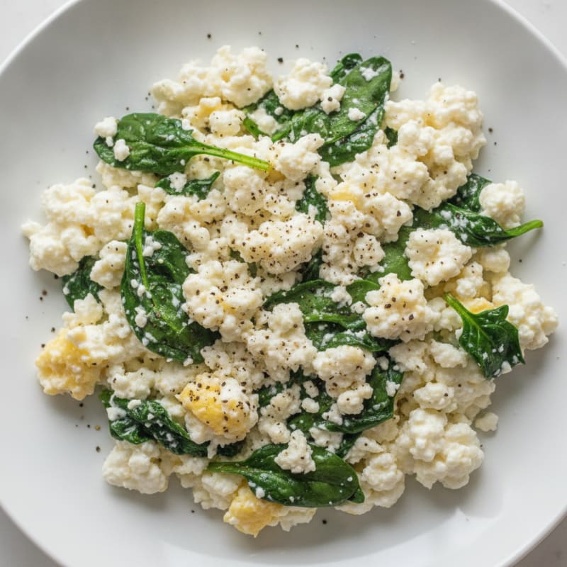 Egg White and Cottage Cheese Scramble with Spinach