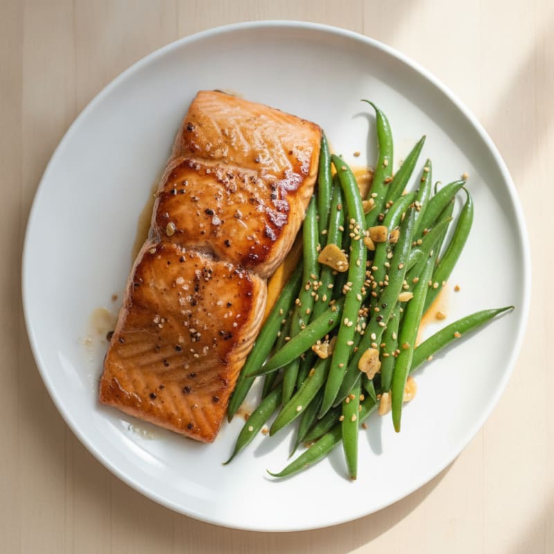 Pan-Seared Teriyaki Salmon with Green Beans
