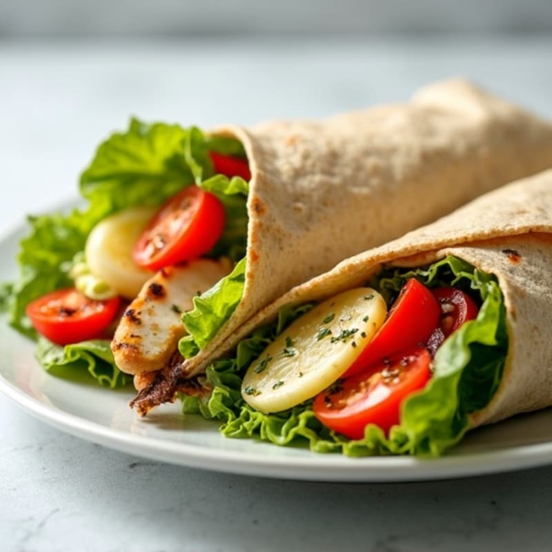 Lemon Herb Grilled Chicken and Crunchy Vegetable Wraps