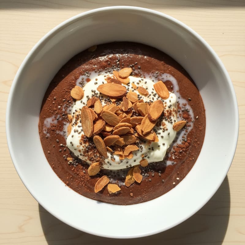 Silky Chocolate Protein Pudding with Almonds