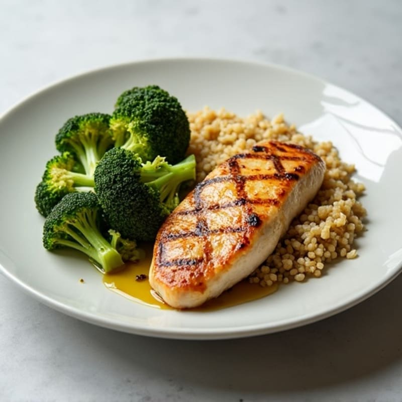 Grilled Chicken Breast with Roasted Broccoli and Quinoa