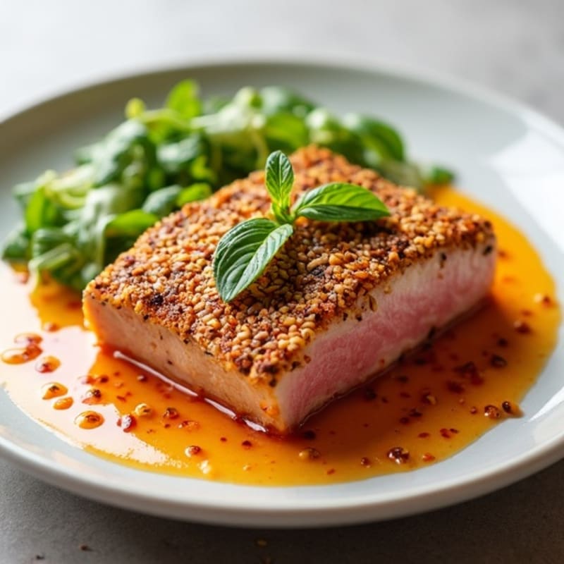 Sesame-Crusted Seared Tuna with Spicy Citrus Sauce