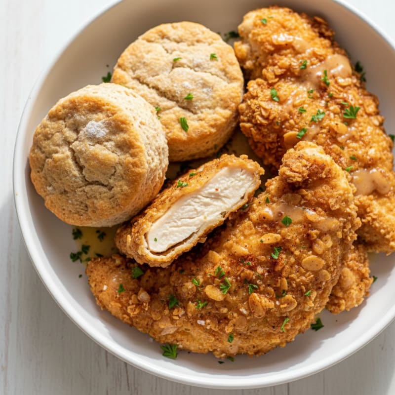 Buttermilk Fried Chicken with Fluffy Biscuits