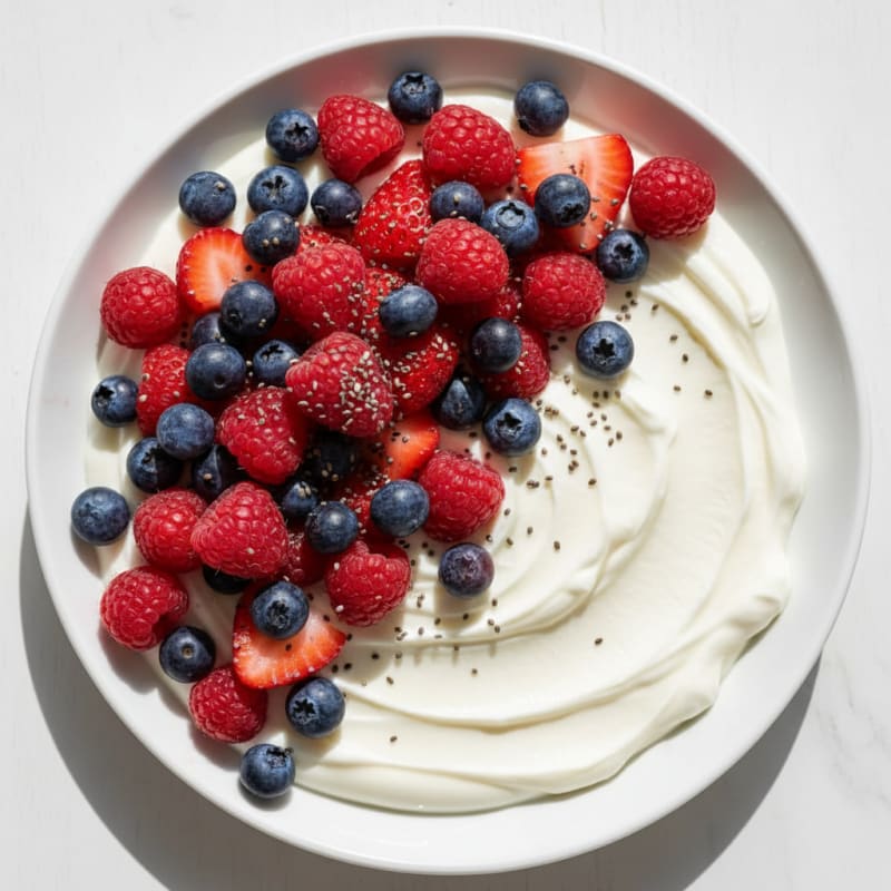 Greek Yogurt Protein Pudding with Mixed Berries