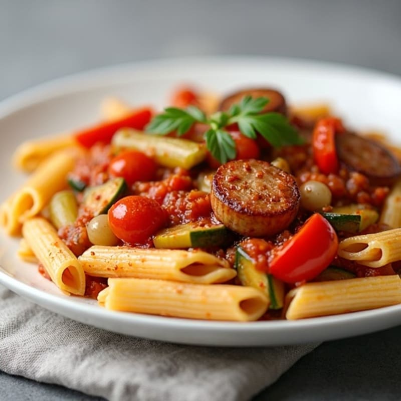 Hearty Lean Sausage and Vegetable Ragu with Whole Wheat Pasta