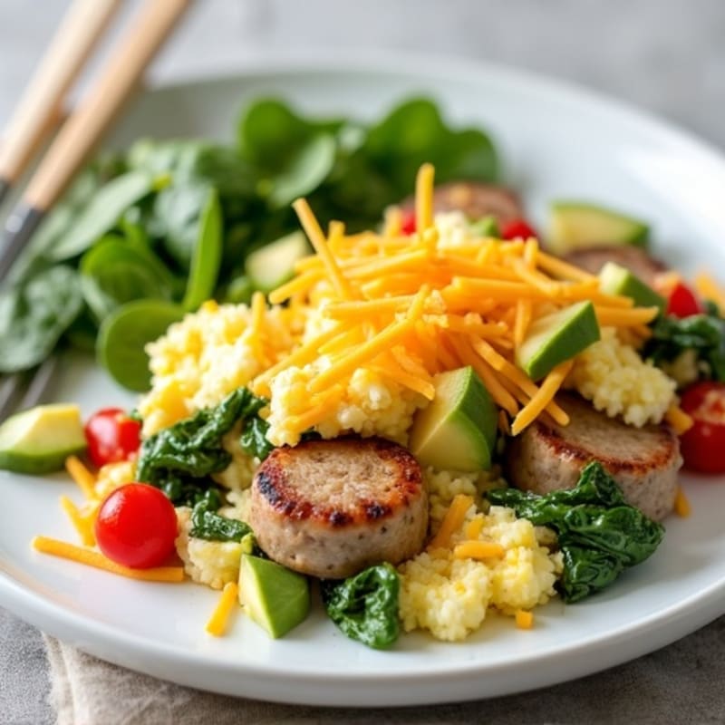 Egg White and Turkey Sausage Scramble with Spinach