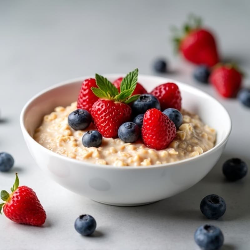 Creamy Vanilla Protein Overnight Oats with Berries