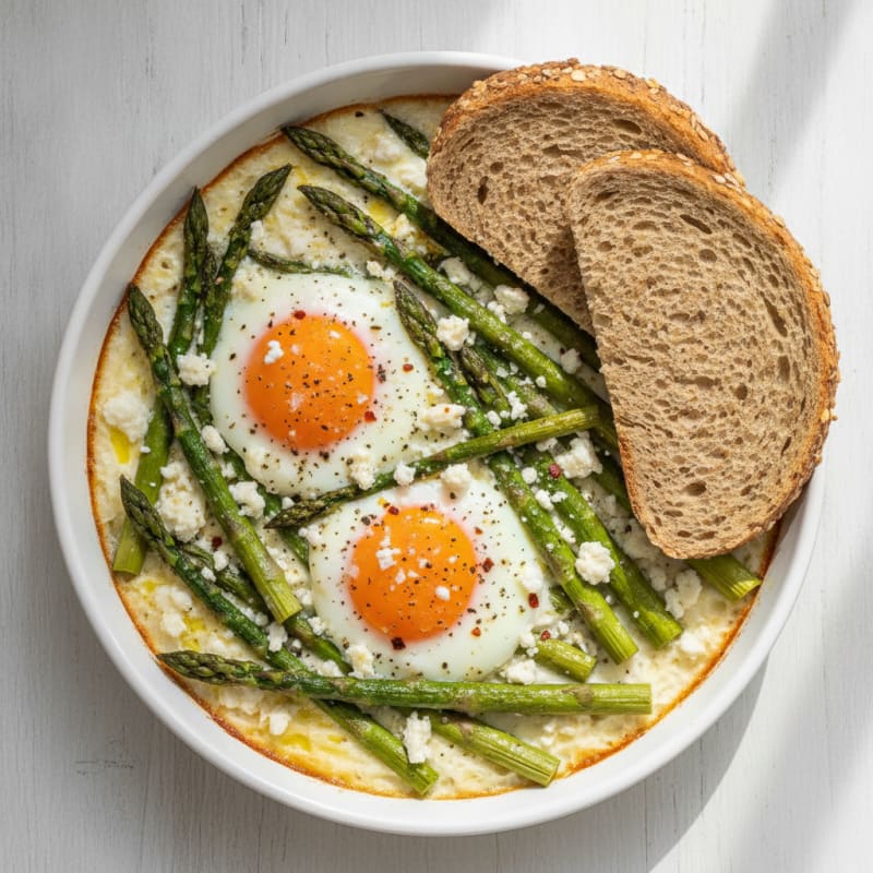 Baked Eggs with Roasted Asparagus