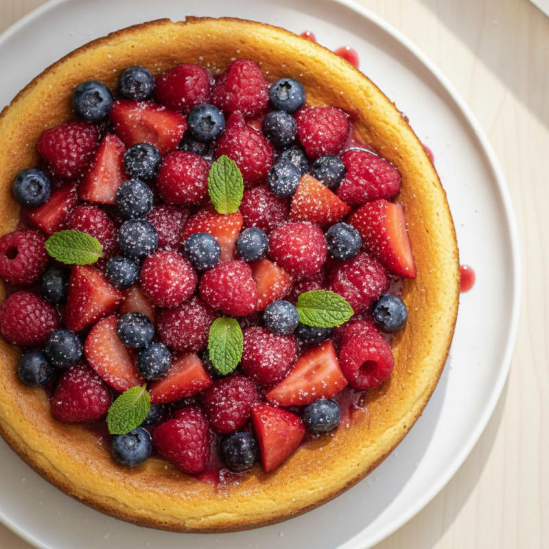 Greek Yogurt Protein Cheesecake with Mixed Berries