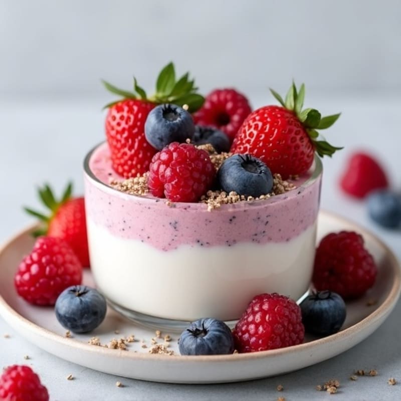 Greek Yogurt Protein Mousse with Mixed Berries