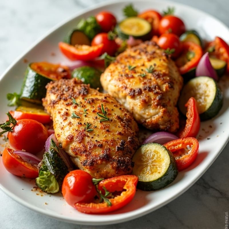 Sheet Pan Crispy Chicken and Roasted Veggie Snack Platter