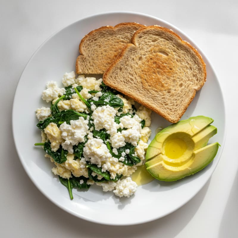 Egg White Scramble with Spinach and Cottage Cheese