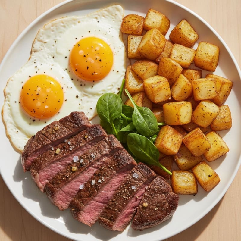 Pan-Seared Steak and Eggs with Roasted Potatoes