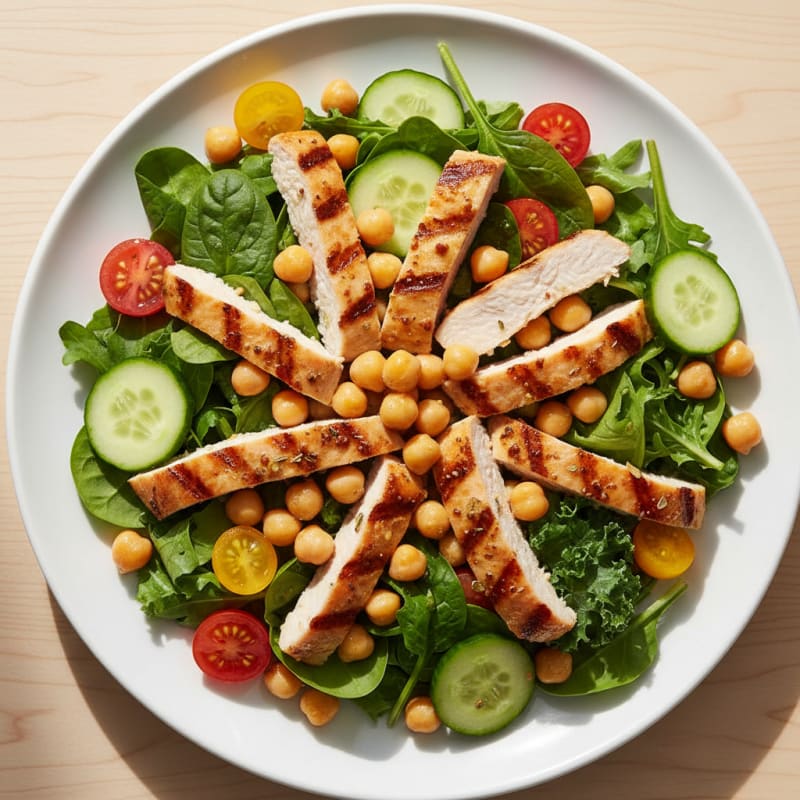 Grilled Turkey Breast Salad with Chickpeas and Lemon Vinaigrette