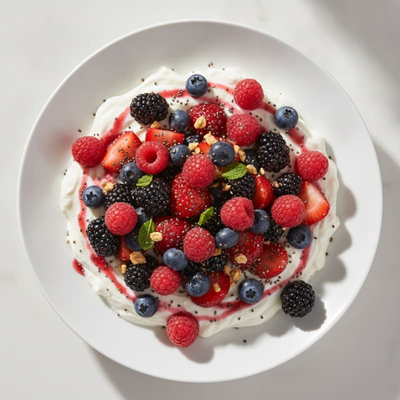 Silky Greek Yogurt Protein Pudding with Mixed Berries