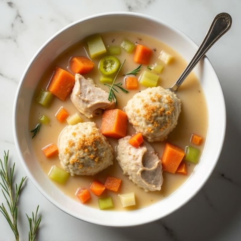 Healthy Creamy Chicken and Vegetable Stew with Fluffy Dumplings