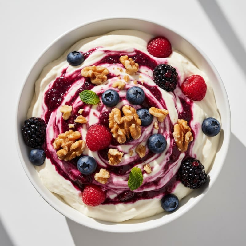 Greek Yogurt Protein Mousse with Mixed Berries