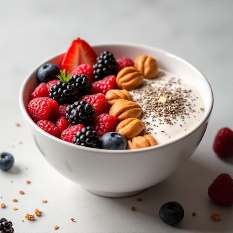 Greek Yogurt Protein Bowl with Mixed Berries and Almond Butter