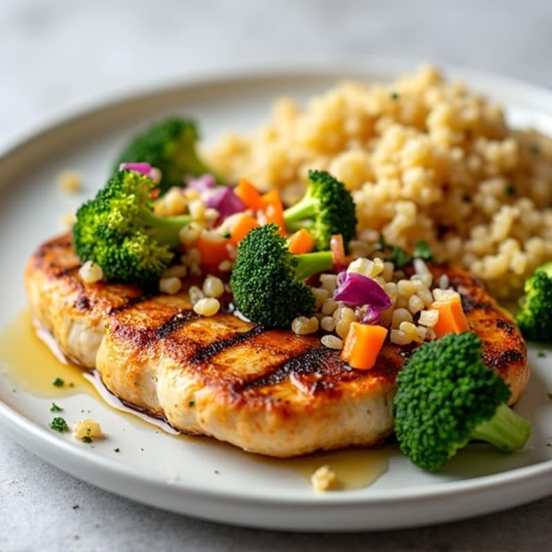 Grilled Chicken Breast with Crunchy Broccoli Slaw