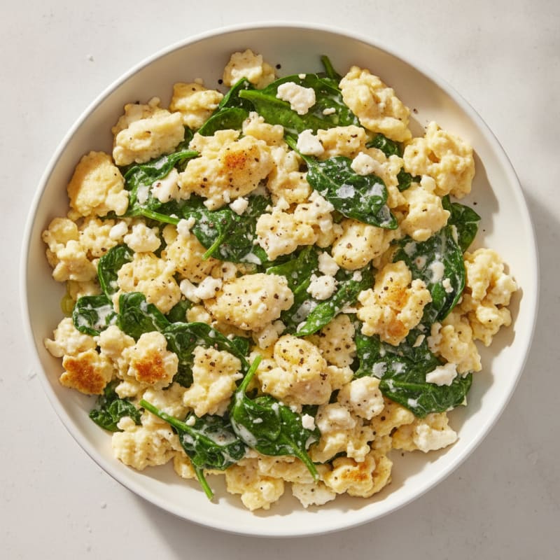 High-Protein Spinach and Feta Egg Scramble
