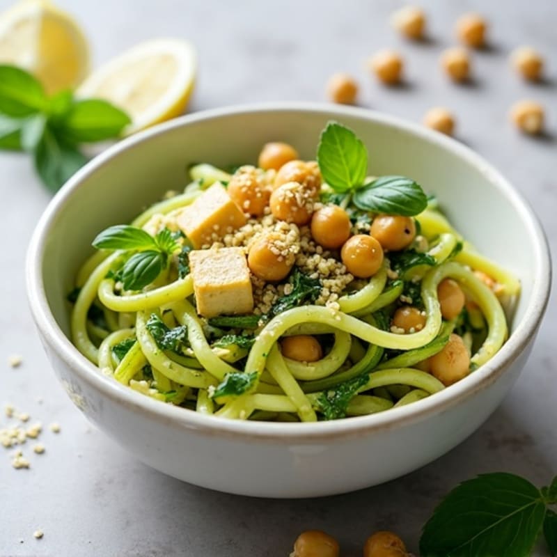 Fresh Zucchini Noodles with Creamy Vegan Pesto