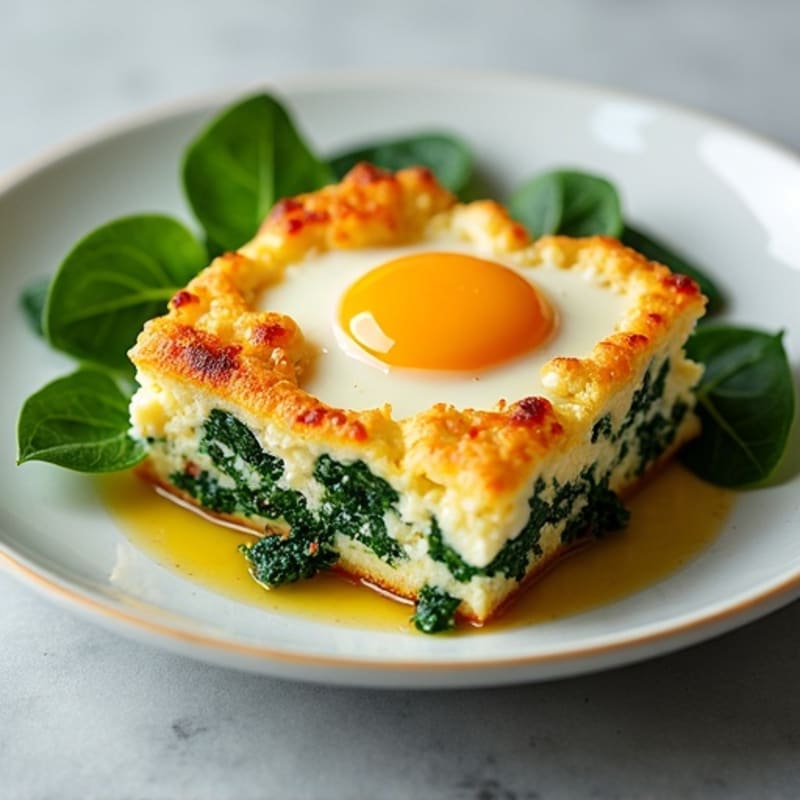 Fluffy Egg Bake with Spinach and Creamy Cottage Cheese