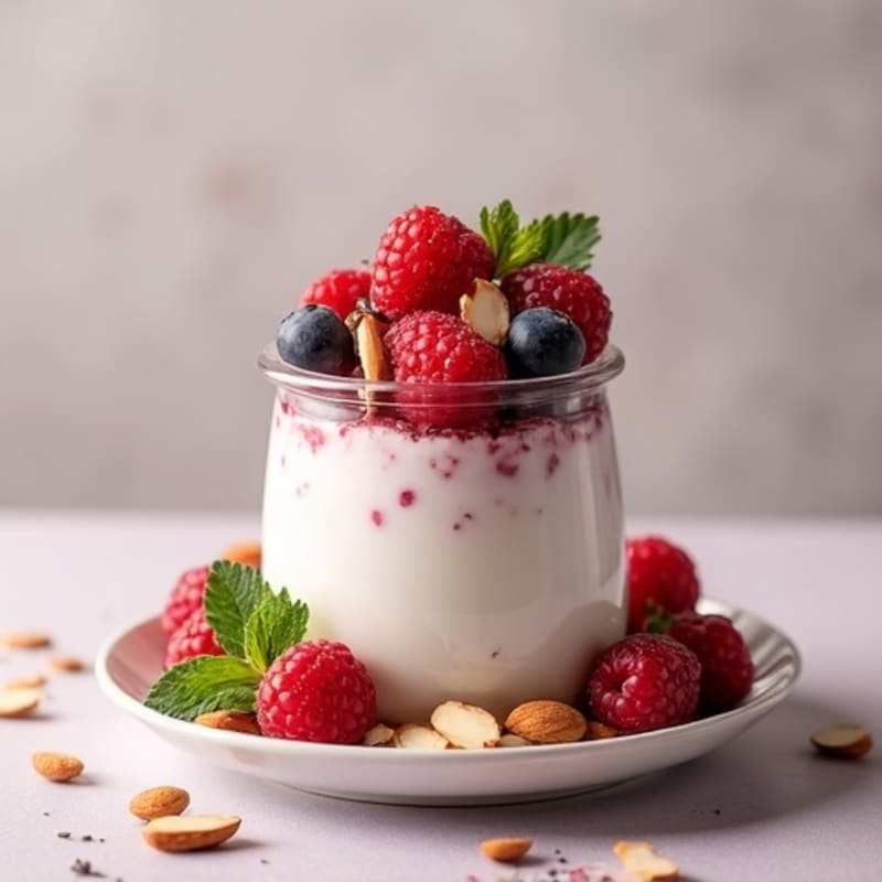 Greek Yogurt Protein Parfait with Mixed Berries and Almonds