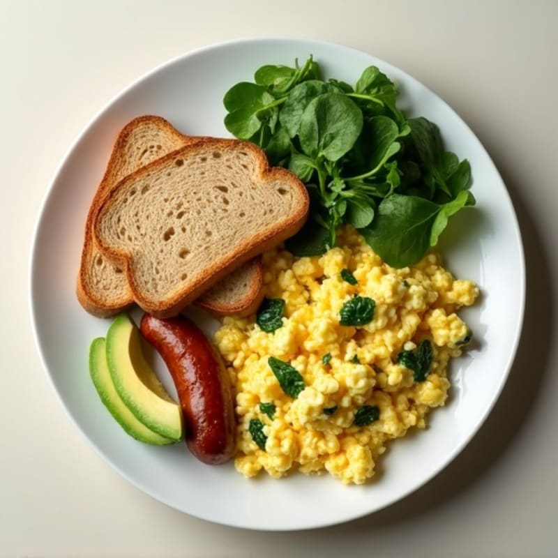 Egg White Scramble with Spinach and Turkey Sausage