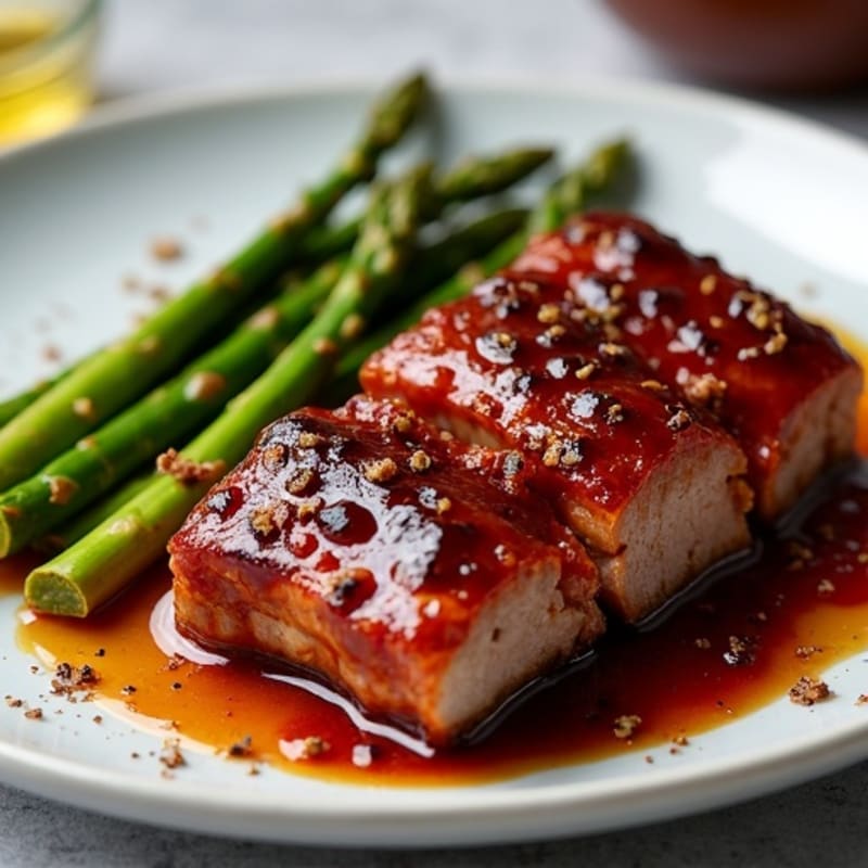 Tender Smoked BBQ Pork Ribs with Roasted Asparagus
