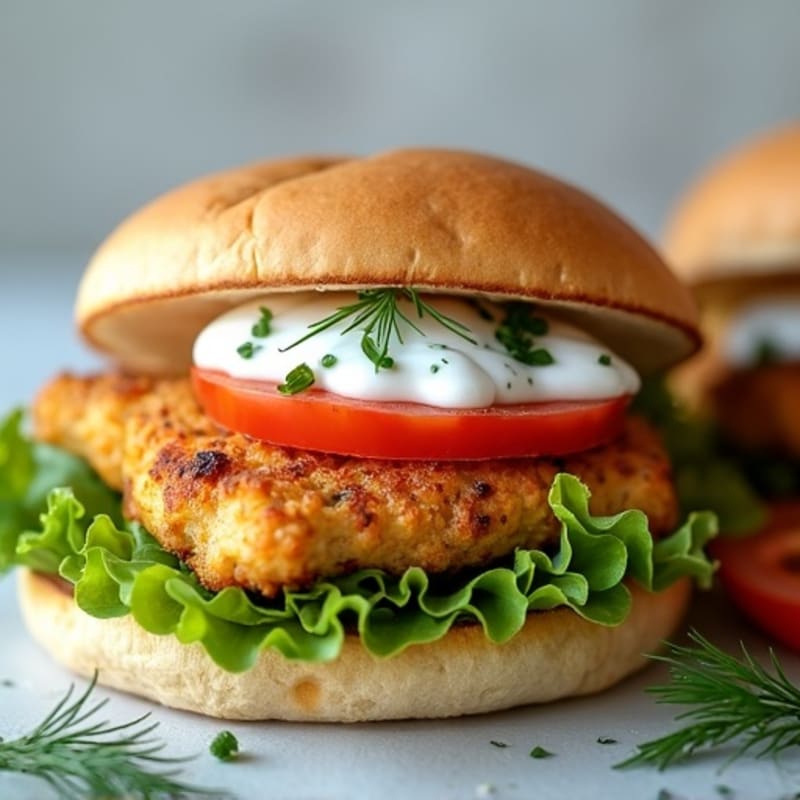 Crispy Baked Chicken Sandwich with Herb Yogurt Sauce