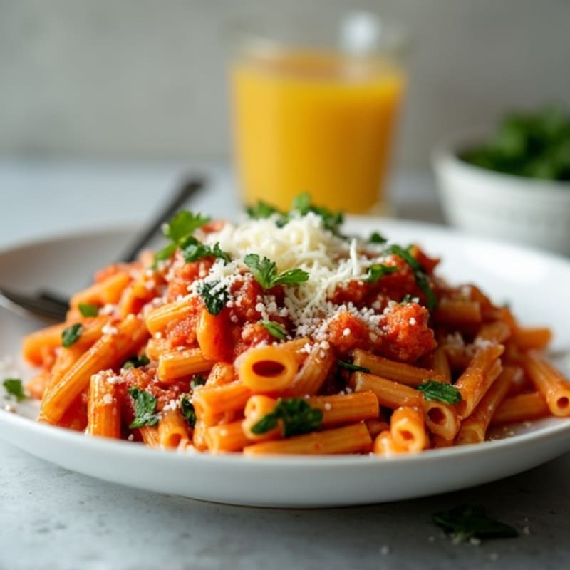 Hearty Lean Ground Turkey Baked Ziti with Spinach