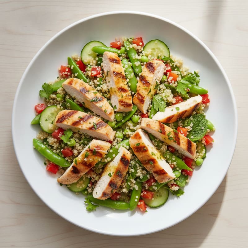 Grilled Chicken and Quinoa Salad with Crunchy Vegetables