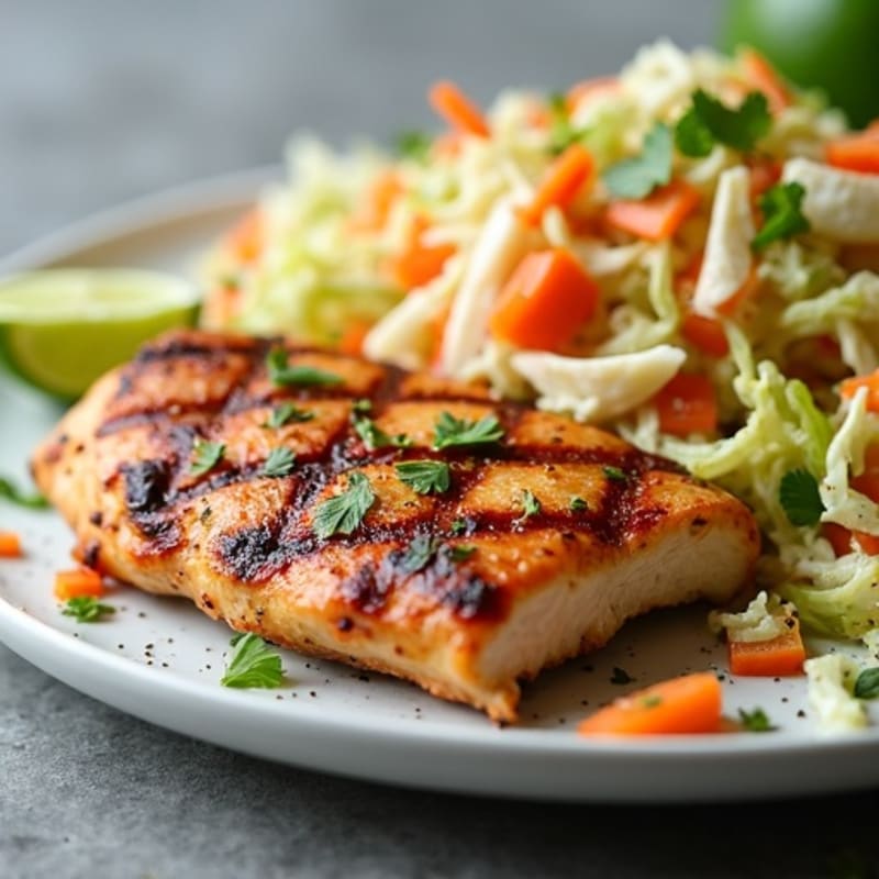 Grilled Chicken Breast with Crunchy Cabbage Slaw