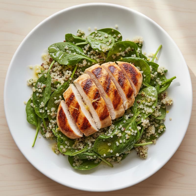 Grilled Chicken Breast with Spinach and Quinoa Salad