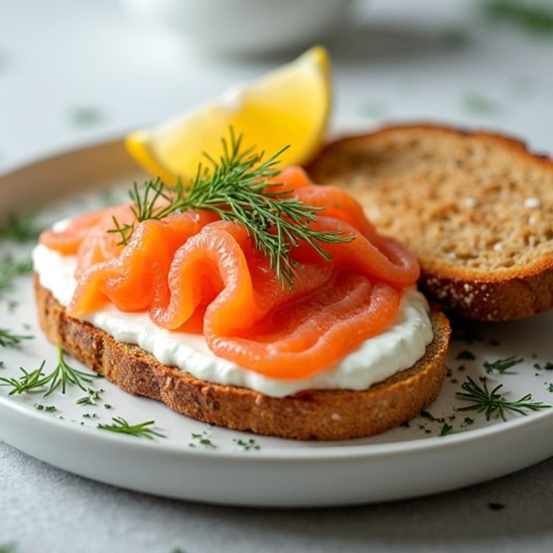 Smoked Salmon and Creamy Dill Greek Yogurt with Everything Whole Grain Toast