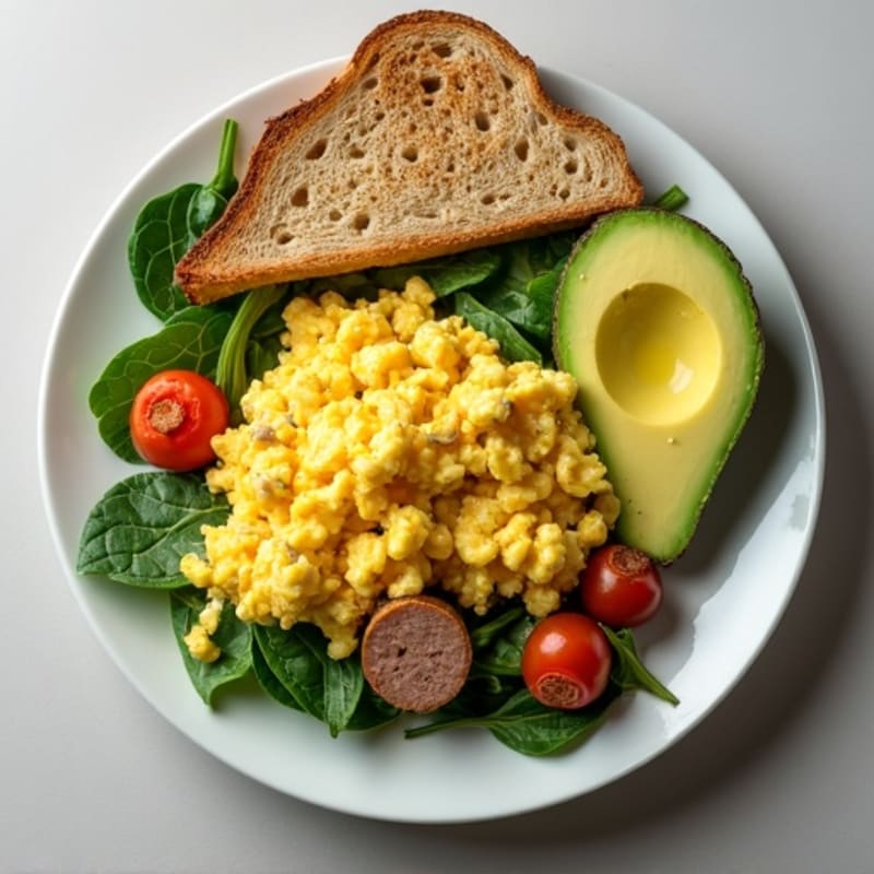 Egg White Scramble with Spinach and Turkey Sausage