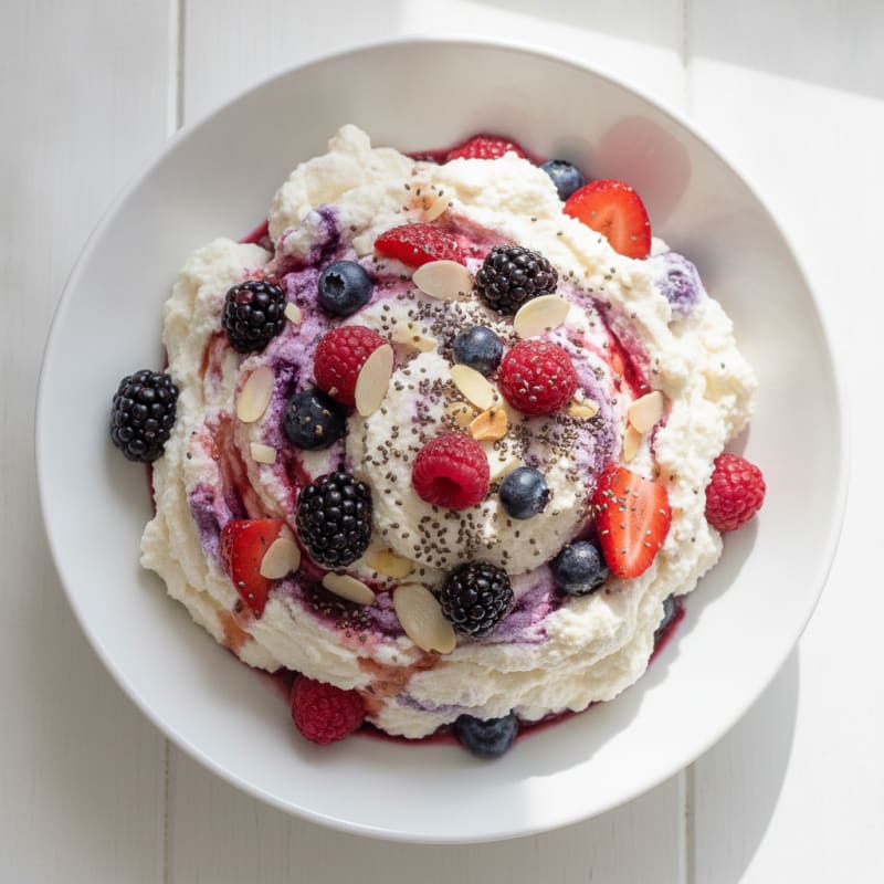 Greek Yogurt Protein Mousse with Mixed Berries