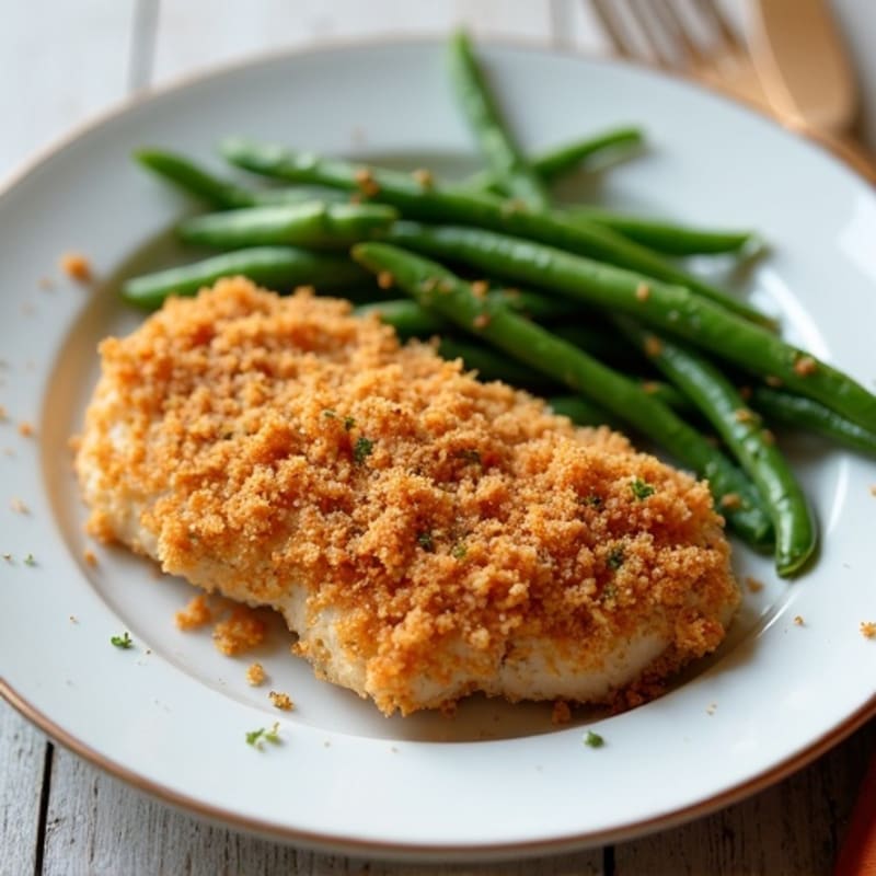 Crispy Oven-Baked Buttermilk Chicken with Roasted Green Beans