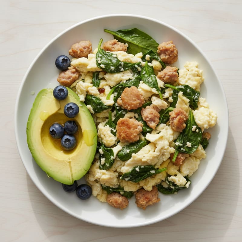 Egg White Scramble with Spinach and Turkey Sausage