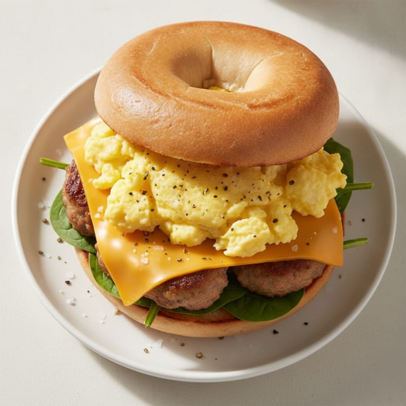 Sausage, Egg, and Bagel Sandwich