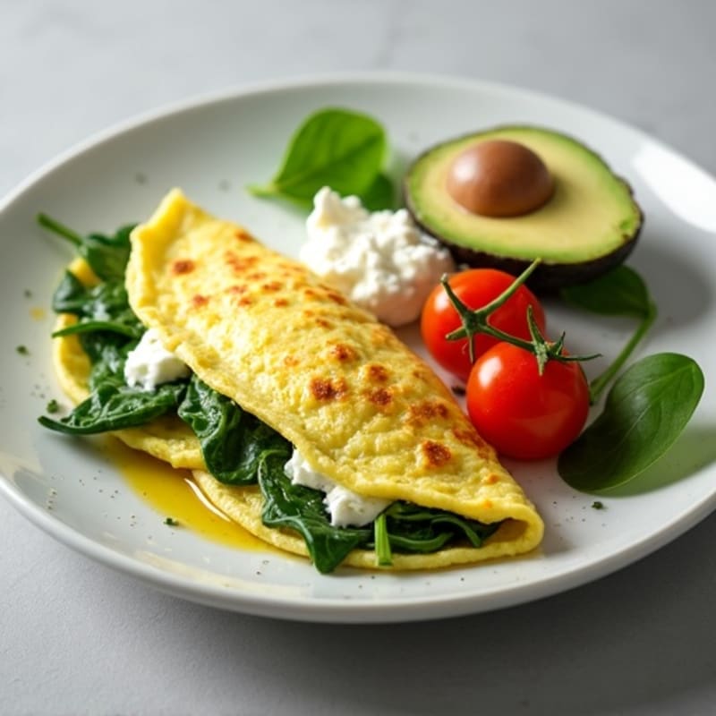 Egg White Spinach Omelette with Cottage Cheese