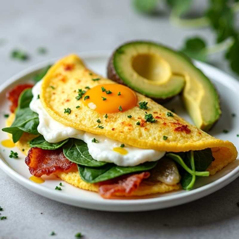 Egg White Omelet with Spinach and Turkey Bacon