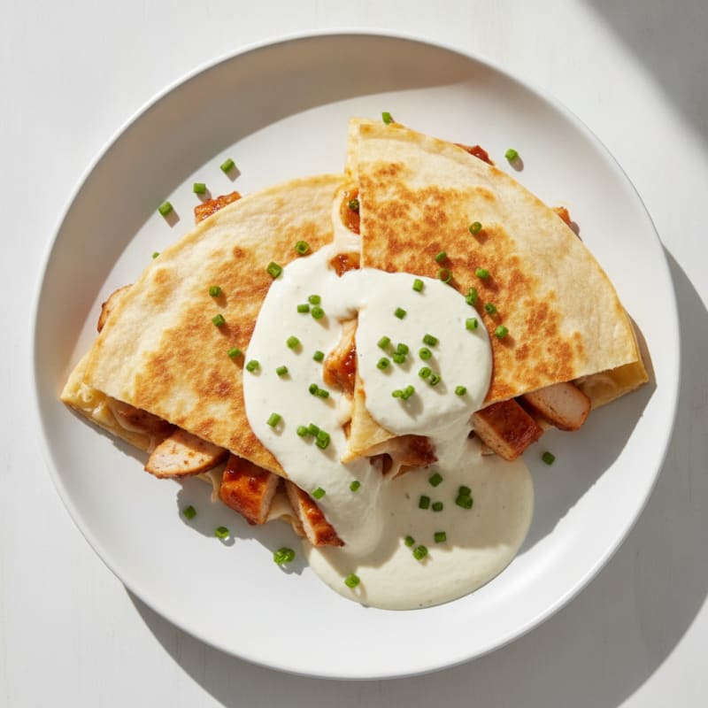 Honey-Chipotle Chicken Quesadillas with Creamy Sauce